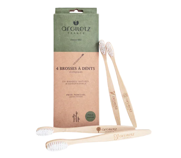 Brosse à dents écologique Argiletz - lot de 4 brosses à dents