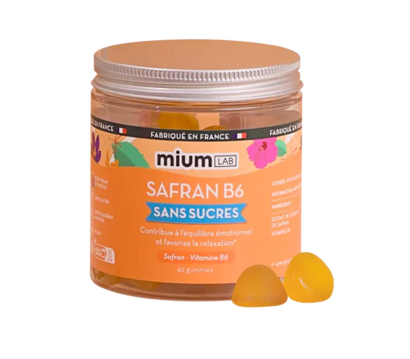 Safran B6 gummies sans sucres Mium Lab - pot de 42 gummies