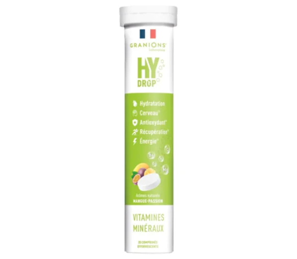 Hydrop solution d'hydratation arôme mangue Granions - tube de 20 comprimés effervescents