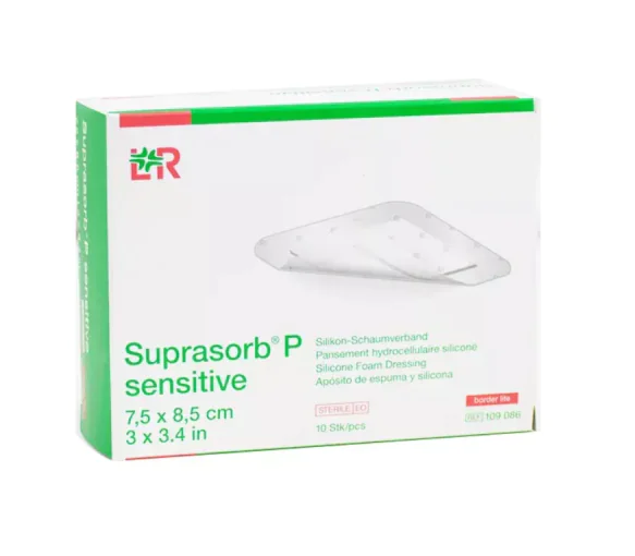 Suprasorb P Sensitive Border Lite - boite de 10 pièces de 7,5x8,5cm