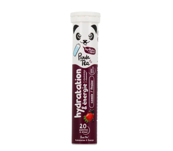 Pastilles hydratation et énergie goût cassis fraise Panda Tea - 20 pastilles effervescentes