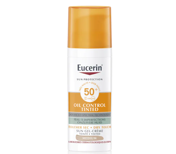 Oil control tinted sun gel-crème medium SPF50+ Eucerin - flacon-pompe de 50ml