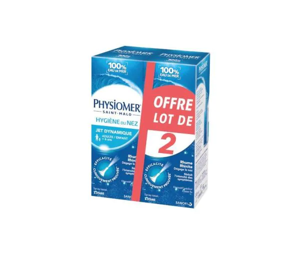 Physiomer hygiène du nez jet dynamique - lot de 2 sprays de 135 ml