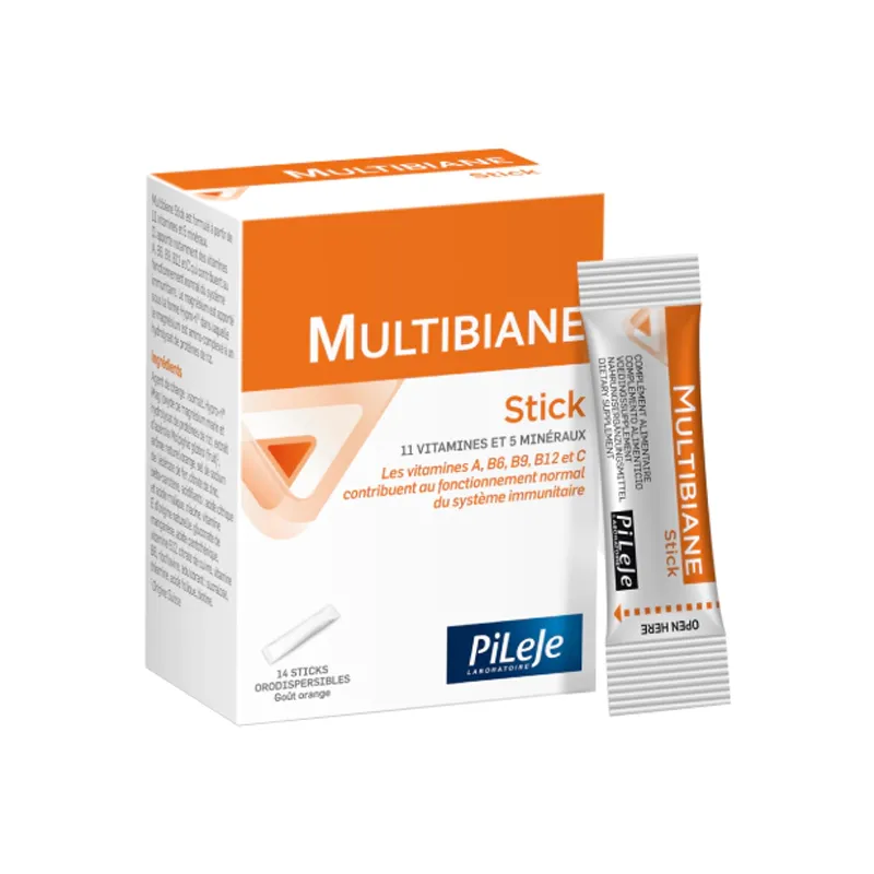 Labokapharma - Pileje Multibiane Stick goût orange 14 sticks orodispersibles