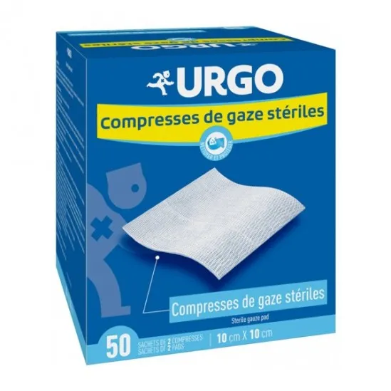 Urgo compresses de gaze stériles 10cmx10cm 50 sachets de 2