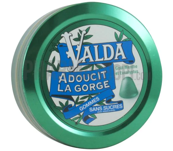 Valda Gommes menthe et eucalyptus sans sucre - boite de 50 g