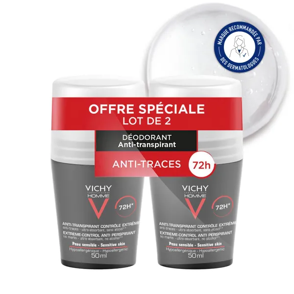 VICHY HOMME DEODORANT CONTROLE EXTREME LOT DE 2X50ML