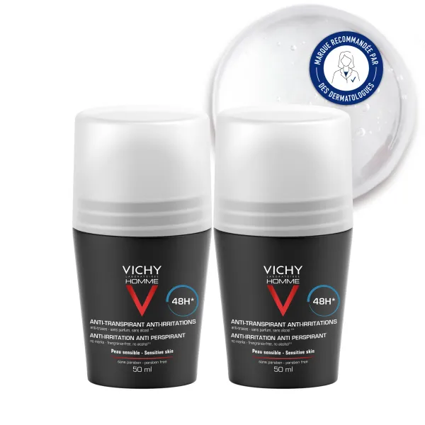 VICHY HOMME DEODORANT BILLE PEAUX SENSIBLES LOT DE 2
