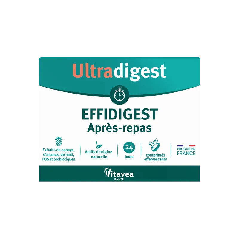 Labokapharma - Vitavea Santé Utradigest Effidigest Après-repas 24 comprimés effervescents