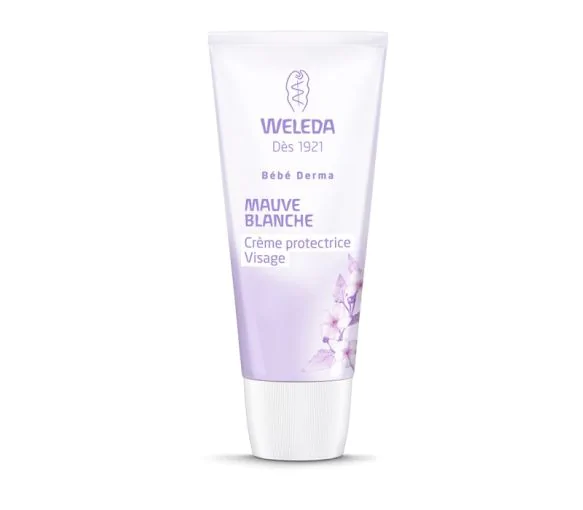 Crème protectrice visage à la mauve blanche Weleda bébé - tube de 50 ml