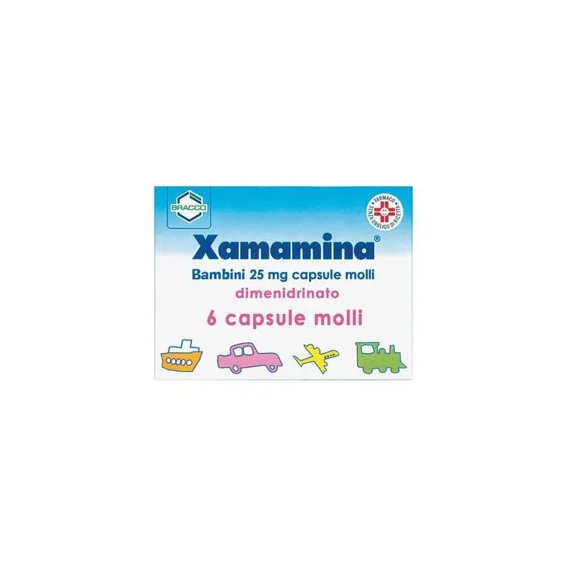 Xamamina Enfants 25 mg Antiémétique Dimenhydrate 6 Gélules Molles
